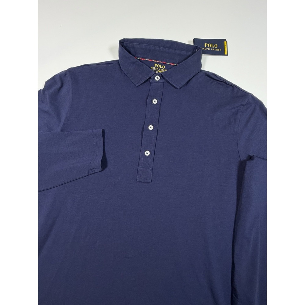 Polo Golf Ralph Lauren Performance Mens Long Sleeve Polo Shirt Navy Size M Lisle